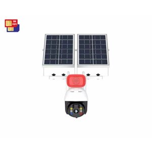 Внешняя автономная 4Mp поворотная камера видеонаблюдения 4G Link Solar SE-902-4MP-4G (S19169APS) на усиленной солнечной батарее. Сирена для охраны.