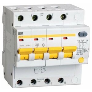 Выключатель автоматический дифференциального тока 4п C 25А 100мА тип AC 4.5кА АД-14 ИЭК MAD10-4-025-C-100, 1шт