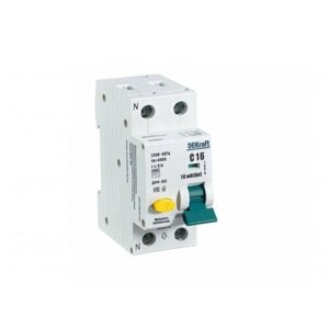 Выключатель автоматический дифференциального тока АВДТ 1Р+N 16А 10мА тип AC С ДИФ-103 6кА | код 16200DEK | DEKraft (4шт. в упак.)