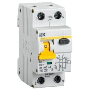 Выключатель автоматический дифференциального тока АВДТ-32 40А 2П C 100мА 6кА MAD22-5-040-C-100 IEK
