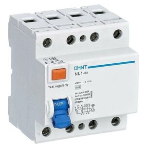 Выключатель дифференциального тока (УЗО) 4п 25А 30мА тип AC 6кА NL1-63 (R) 200223 CHINT
