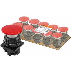 Выключатель кнопочный КЕ 021-У2-исп. 3 гриб без фиксации красный 2р 10A 660B IP40 TDM Electric (SQ0753-0020)