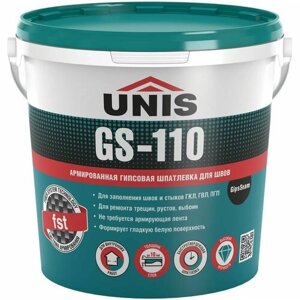Юнис GS-110 армированная шпатлевка гипсовая для швов белая (5кг) / UNIS Gipsseam GS-110 армированная шпаклевка гипсовая для заделки швов белая (5кг)