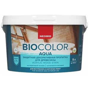 Защитная декоративная пропитка для древесины BIO COLOR aqua 2020 бесцветный (9л)