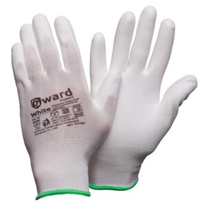 Защитные перчатки из нейлона с полиуретаном Gward White размер 8 пар 12