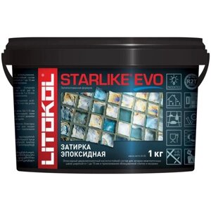 Затирка для плитки двухкомпонентная на эпоксидной основе Litokol Starlike EVO (1кг) S. 320 azzurro caraibi