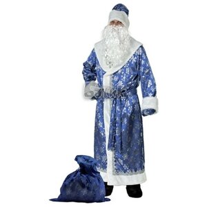184-1 Карнавальный костюм Дед Мороз плюш синий (взр) р. 54-56 Дед Мороз и Снегурочка Батик
