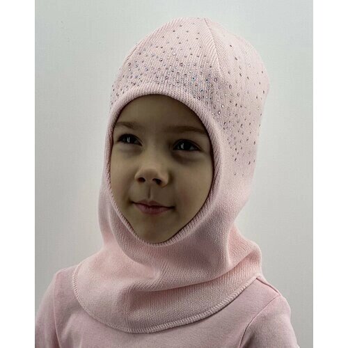 Балаклава шлем Бушон для девочек зимняя, шерсть, размер 46-48, розовый