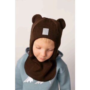 Балаклава шлем HELLO, Baby детская демисезонная, подкладка, вязаная, размер 48, коричневый