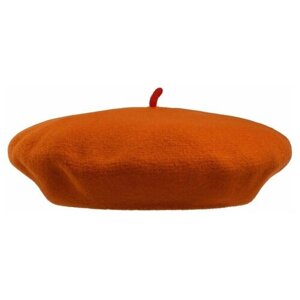 Берет Le Beret Francais, шерсть, подкладка, утепленный, размер универсальный, оранжевый