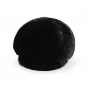 Берет шлем Берет на ножке норковый зимний, подкладка, размер 55 - 56, черный