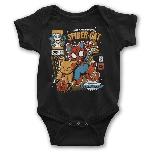 Боди детское Wild Child Котик-паук / Супергерой Для новорожденных Для малышей, размер 1-2 мес.