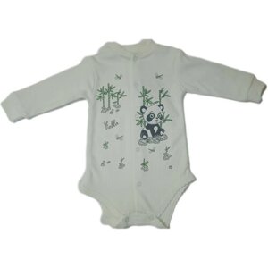 Боди для новорожденных С длинным рукавом "Панда"К01177) Белый. Р-р 74 СН