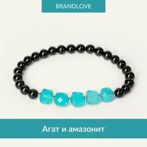 Браслет BL Jewelry Coutur, агат, амазонит, 1 шт., голубой