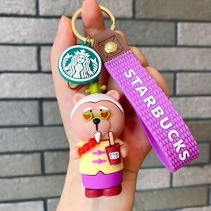 Брелок STARBUCKS Медведь Starbucks Coffee, желтый, фиолетовый