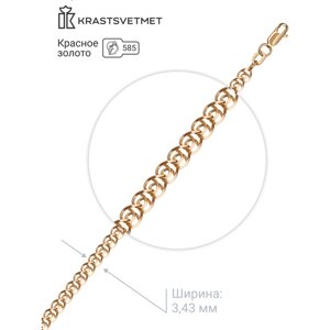 Цепь Krastsvetmet, красное золото, 585 проба, длина 50 см, средний вес 2.99 г