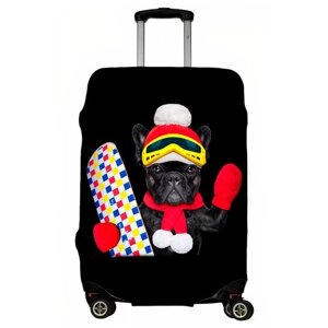 Чехол для чемодана "Бульдог сноубордист" размер M (арт. LJ-CASE-M-379)