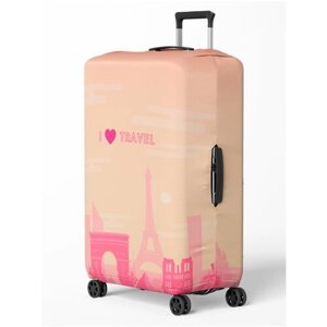 Чехол для чемодана , размер S, бежевый, розовый