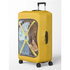 Чехол для чемодана , размер S, оранжевый, голубой