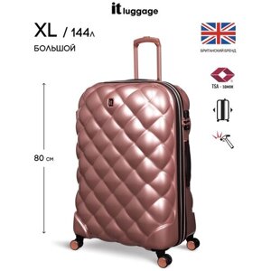 Чемодан IT Luggage, поликарбонат, увеличение объема, 144 л, размер XL, розовый