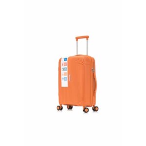 Чемодан Journey PP-03/Оранжевый, полипропилен, опорные ножки на боковой стенке, износостойкий, водонепроницаемый, 43 л, размер S, оранжевый