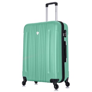 Чемодан L'case, ABS-пластик, рифленая поверхность, опорные ножки на боковой стенке, водонепроницаемый, 104 л, размер L, зеленый