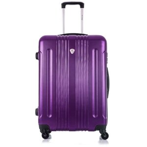 Чемодан L'case, ABS-пластик, рифленая поверхность, опорные ножки на боковой стенке, водонепроницаемый, 89 л, размер L, фиолетовый
