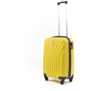 Чемодан Lacase, ABS-пластик, жесткое дно, рифленая поверхность, водонепроницаемый, 45 л, размер S, желтый