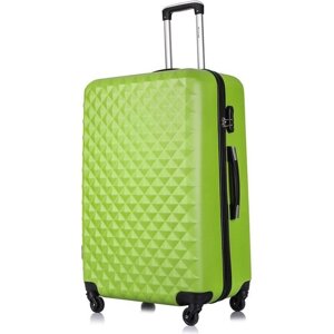 Чемодан на колесах Lcase Phatthaya. Большой L, АВС пластик. Зеленый дорожный чемодан на колесиках для путешествий и поездок.
