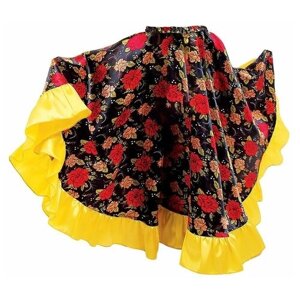 Цыганская юбка для девочки с желтой оборкой по низу длина 59 (рост 110-116)