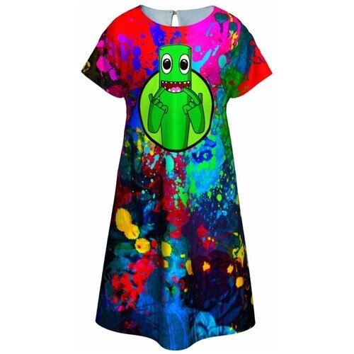 Детское принтованное платье Rainbow Friends Green (17002) 104 см