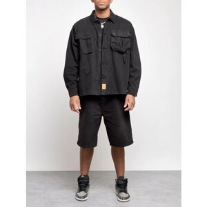 Джинсовая куртка демисезонная, силуэт прямой, несъемный капюшон, манжеты, ветрозащитная, карманы, капюшон, размер 48, черный