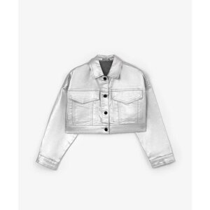 Джинсовая куртка Gulliver, демисезон/лето, размер 140, серебряный
