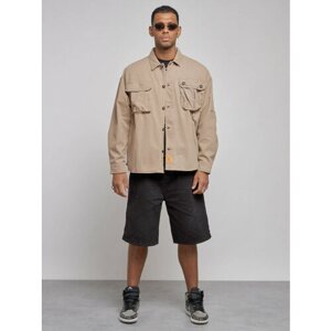 Джинсовая куртка MTFORCE демисезонная, силуэт свободный, манжеты, карманы, размер 52, бежевый