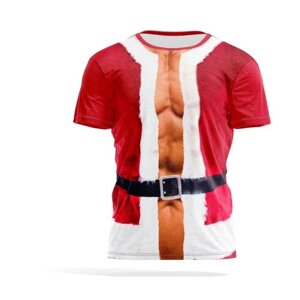 Футболка мужская 3D / 3Д принт / Популярные иллюстрации / Одежда костюмы для косплея и маскарада / Костюм Деда Мороза