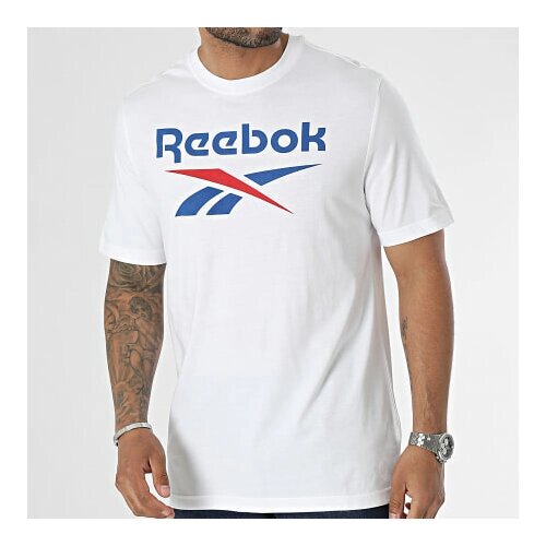 Футболка Reebok Identity Big Stacked Logo, силуэт прямой, размер L, белый