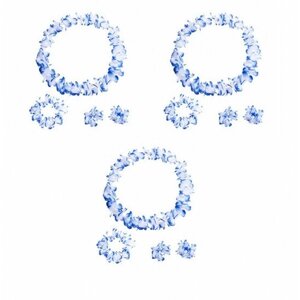 Гавайский набор, цвет синий, 4 предмета: ожерелье лея, венок, 2 браслета (Набор 3 шт.)
