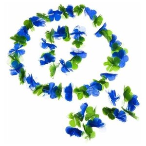 Гавайский набор Страна Карнавалия "Цветочки", ожерелье, венок, 2 браслета, цвет зеленый
