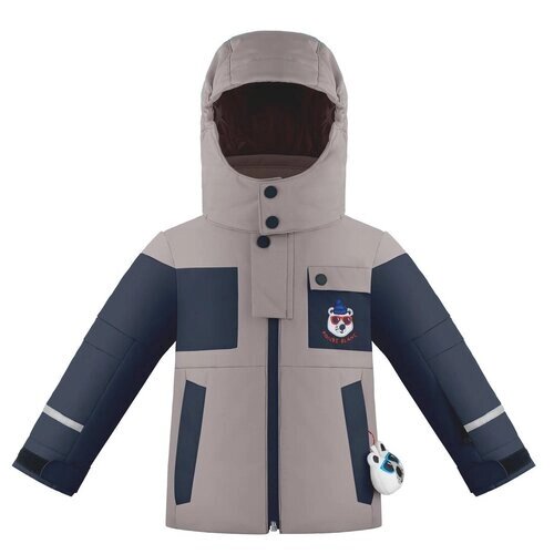 Горнолыжная куртка Poivre Blanc для мальчиков, светоотражающие элементы, карманы, съемный капюшон, утепленная, водонепроницаемая, размер 3(98), бежевый, синий