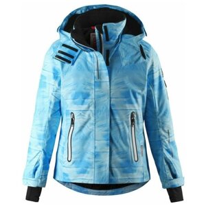 Горнолыжная куртка Reima детская, капюшон, карманы, светоотражающие элементы, утепленная, водонепроницаемая, размер 110, голубой