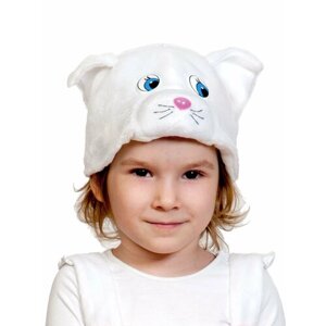 Карнавальная маска - шапочка детская "Кошечка белая"