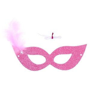 Карнавальная маска Страна Карнавалия "Загадка", с пером, цвет розовый