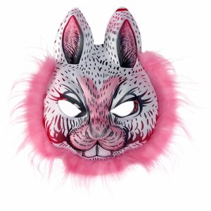 Карнавальная маска «Заяц», цвет розовый (комплект из 5 шт)