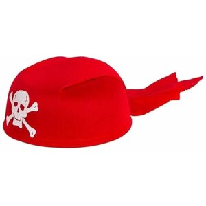 Карнавальная шляпа, Пиратская бандана, Красный, 1 шт.
