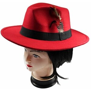 Карнавальная шляпа с пером женская федора