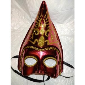 Карнавальная венецианская маска 26см. Красная.