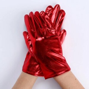 Карнавальнеый аксессуар- перчатки , цвет красный металлик, искусственная кожа, "Страна Карнавалия"