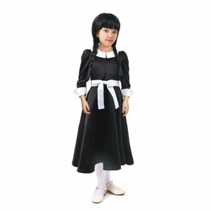 Карнавальное черное платье с белым воротником, атлас, п/э, р-р34, р134
