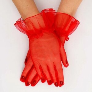 Карнавальный аксессуар - перчатки прозрачные с юбочкой, цвет красный, "Страна Карнавалия"
