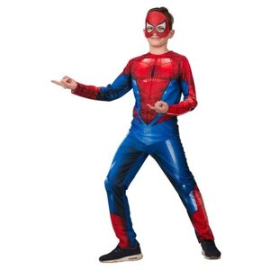 Карнавальный костюм "Человек Паук", куртка, брюки, маска, р. 34, рост 134 см